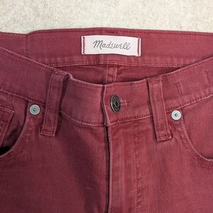 Madewell Deep Red Burgundy Denim 9" High Riser Skinny Pants Size 26